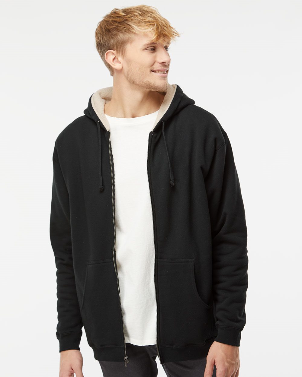 Independent Trading Co. Men's Sherpa-Lined Full-Zip Hooded Sweatshirt EXP40SHZ