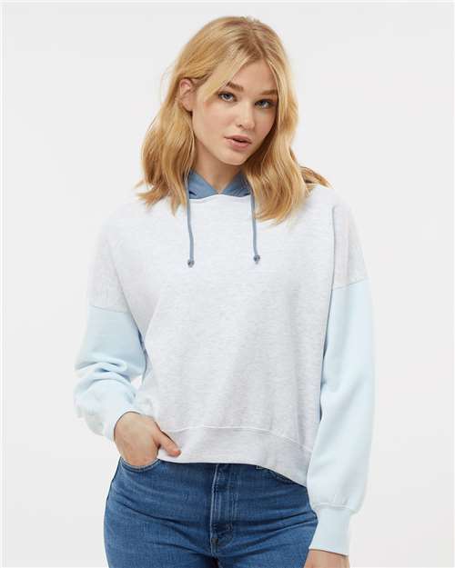 MV Sport Women's Sueded Fleece Colorblocked Crop Hooded Sweatshirt W23716
