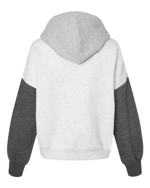 MV Sport Women's Sueded Fleece Colorblocked Crop Hooded Sweatshirt W23716