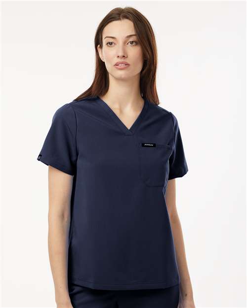 Jaanuu Women's Rhena Essential 1-Pocket Scrub V-Neck Top W10001
