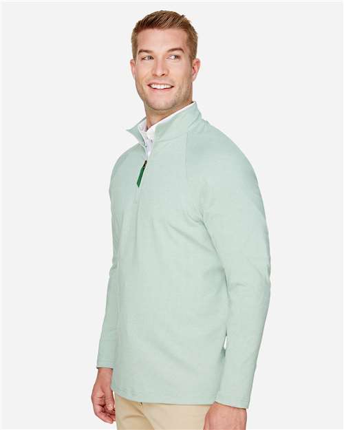 Devon & Jones Men's CrownLux Performance® Clubhouse Micro-Stripe Quarter-Zip Pullover DG480