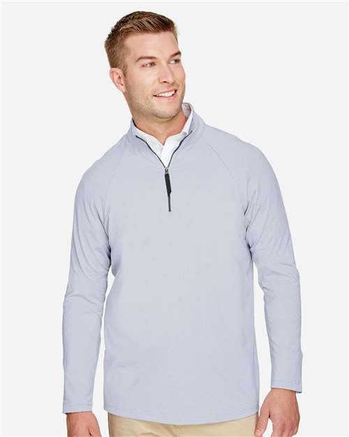 Devon & Jones Men's CrownLux Performance® Clubhouse Micro-Stripe Quarter-Zip Pullover DG480