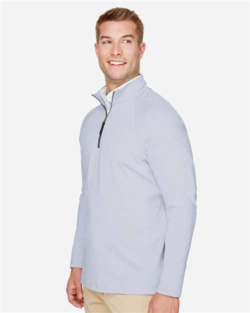 Devon & Jones Men's CrownLux Performance® Clubhouse Micro-Stripe Quarter-Zip Pullover DG480