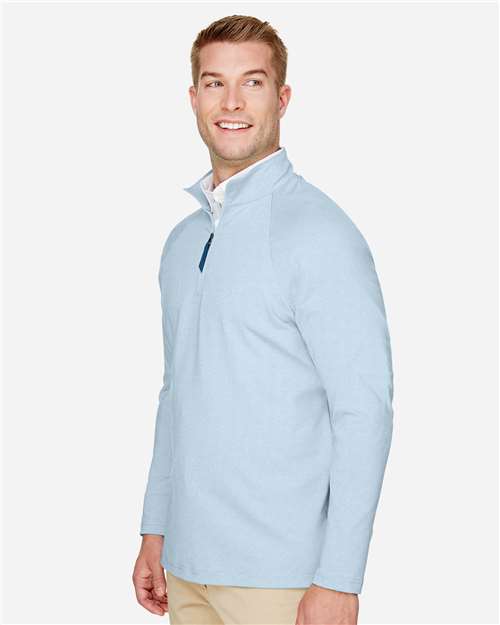 Devon & Jones Men's CrownLux Performance® Clubhouse Micro-Stripe Quarter-Zip Pullover DG480