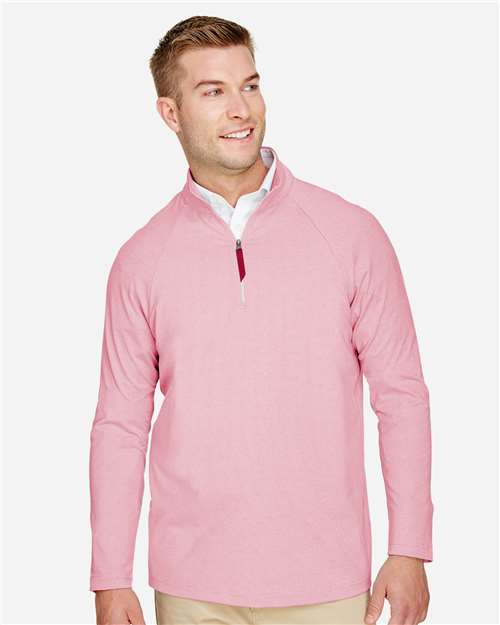 Devon & Jones Men's CrownLux Performance® Clubhouse Micro-Stripe Quarter-Zip Pullover DG480