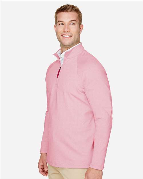 Devon & Jones Men's CrownLux Performance® Clubhouse Micro-Stripe Quarter-Zip Pullover DG480