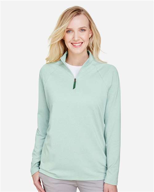 Devon & Jones Women's CrownLux Performance® Clubhouse Micro-Stripe Quarter-Zip Pullover DG480W