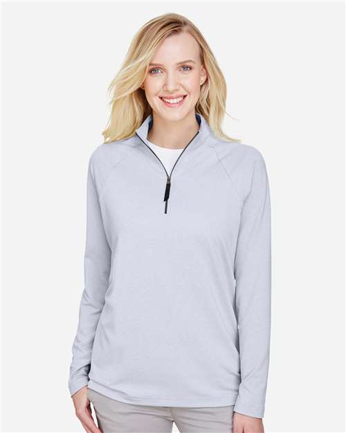 Devon & Jones Women's CrownLux Performance® Clubhouse Micro-Stripe Quarter-Zip Pullover DG480W