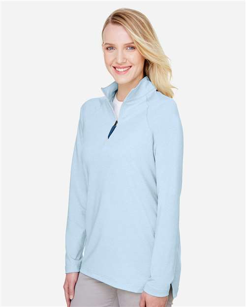 Devon & Jones Women's CrownLux Performance® Clubhouse Micro-Stripe Quarter-Zip Pullover DG480W