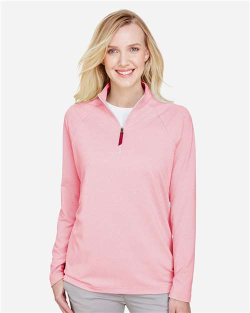 Devon & Jones Women's CrownLux Performance® Clubhouse Micro-Stripe Quarter-Zip Pullover DG480W