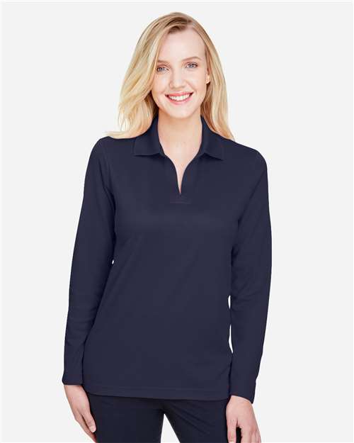 Devon & Jones Women's CrownLux Performance® Plaited Long Sleeve Polo DG20LW