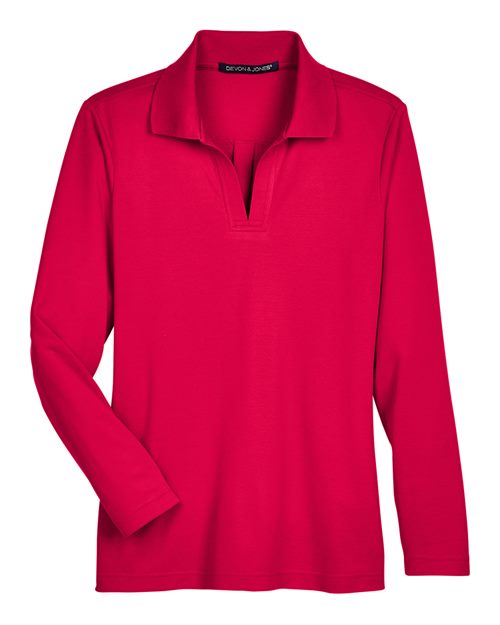Devon & Jones Women's CrownLux Performance® Plaited Long Sleeve Polo DG20LW