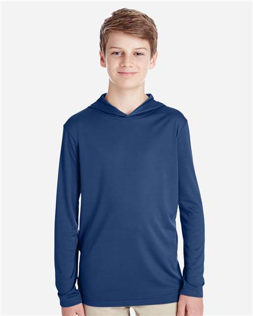 Team 365 Youth Zone Performance Hooded Long Sleeve T-Shirt TT41Y