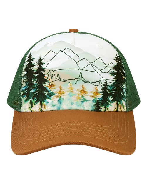 LOCALE Printed Five-Panel Trucker Cap 5PTKR