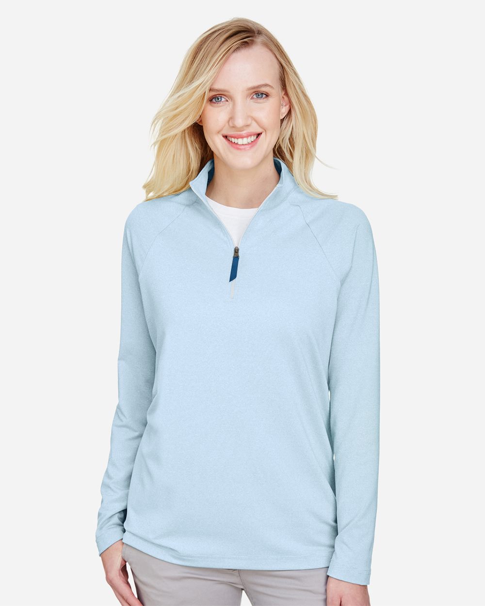 Devon & Jones Women's CrownLux Performance® Clubhouse Micro-Stripe Quarter-Zip Pullover DG480W
