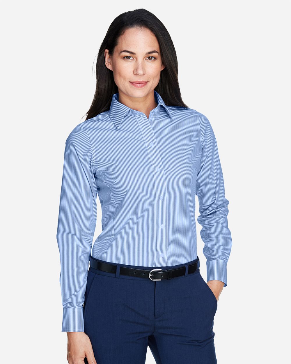 Devon & Jones Women's Crown Collection® Banker Stripe Woven Dress Shirt D645W