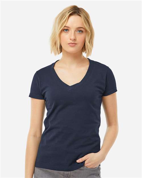 Tultex Women's Fine Jersey V-Neck T-Shirt 214