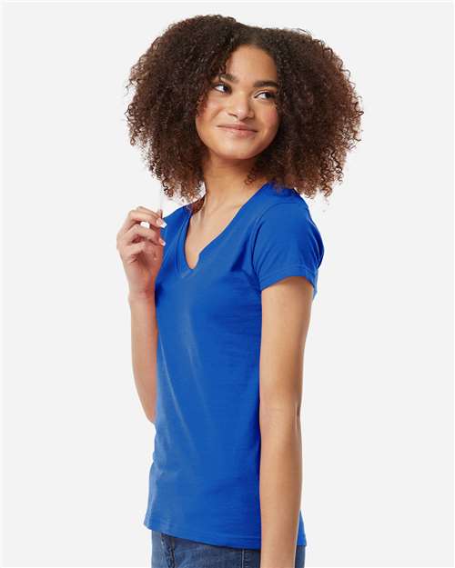 Tultex Women's Fine Jersey V-Neck T-Shirt 214