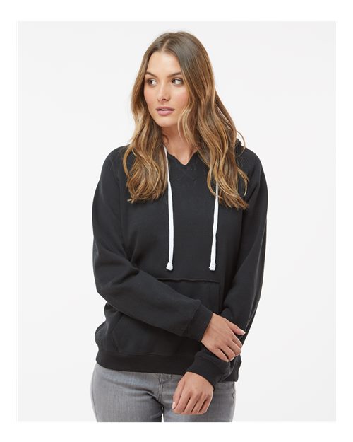 J. America Women's Sueded V-Neck Hooded Sweatshirt 8836