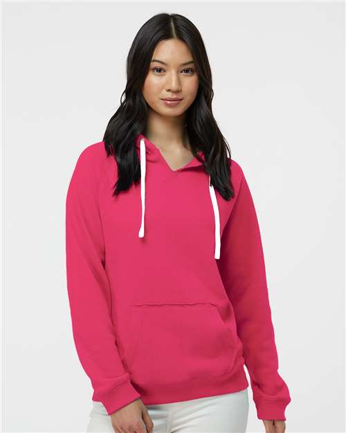 J. America Women's Sueded V-Neck Hooded Sweatshirt 8836