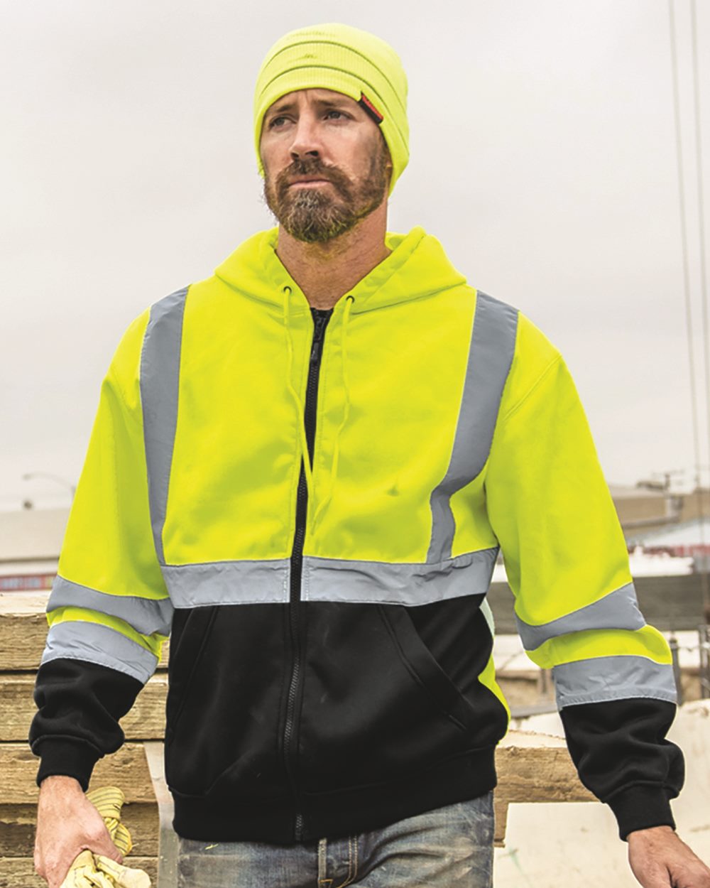 Kishigo Unisex Hi-Vis Full-Zip Hooded Sweatshirt JS102-103