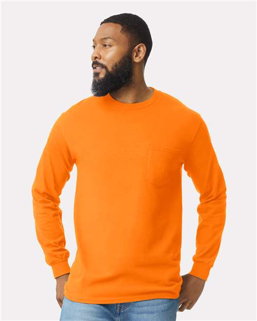 Gildan Unisex Ultra Cotton® Long Sleeve Pocket T-Shirt 2410