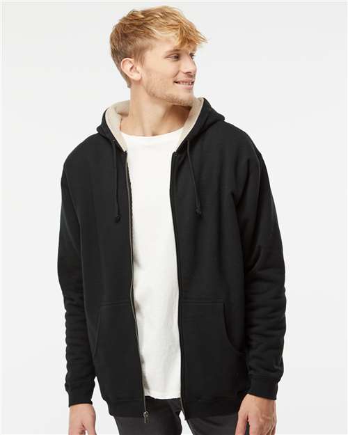 Independent Trading Co. Men's Sherpa-Lined Full-Zip Hooded Sweatshirt EXP40SHZ