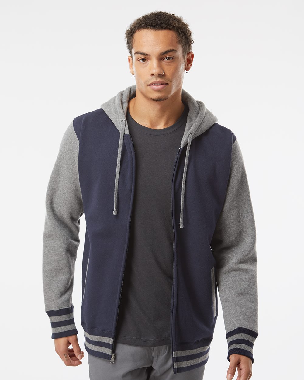 Independent Trading Co. Unisex Heavyweight Varsity Full-Zip Hooded Sweatshirt IND45UVZ