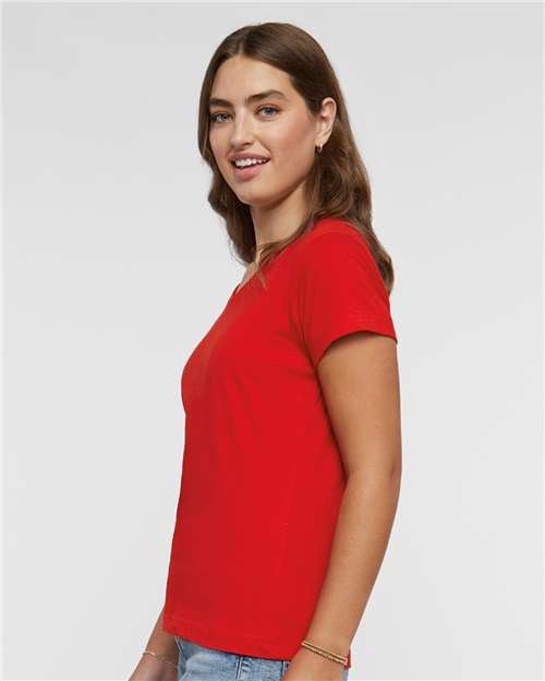 LAT Women's Fine Jersey V-Neck Tee 3507