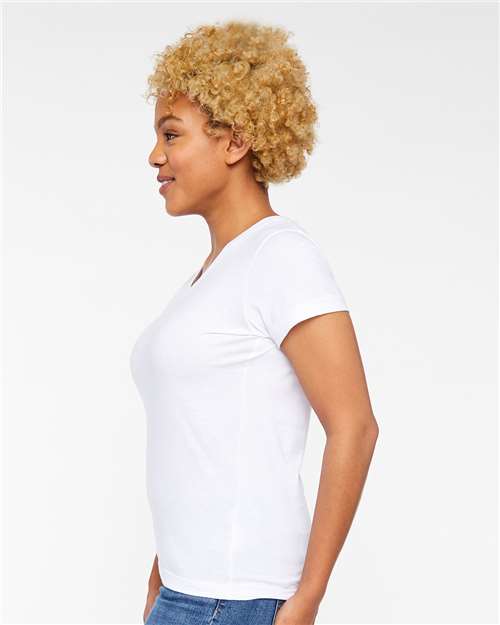 LAT Women's Fine Jersey V-Neck Tee 3507