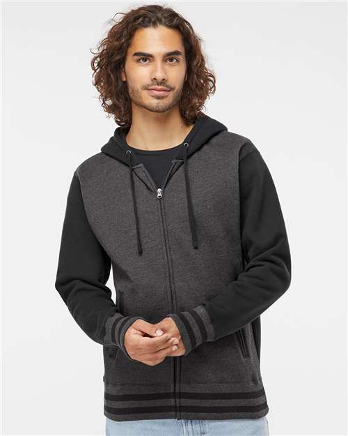 Independent Trading Co. Unisex Heavyweight Varsity Full-Zip Hooded Sweatshirt IND45UVZ
