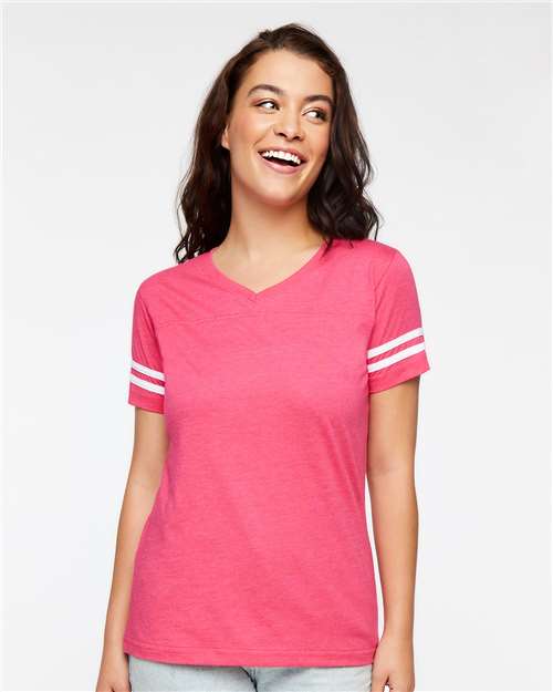 LAT Women's Football V-Neck Fine Jersey Tee 3537