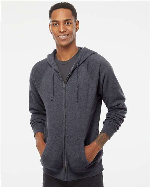 Independent Trading Co. Unisex Special Blend Raglan Full-Zip Hooded Sweatshirt PRM33SBZ