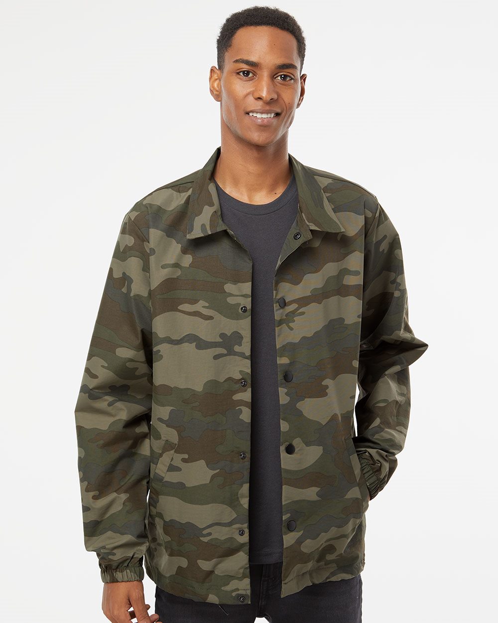 Independent Trading Co. Men's Water-Resistant Windbreaker Coach’s Jacket EXP99CNB