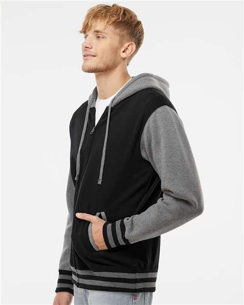 Independent Trading Co. Unisex Heavyweight Varsity Full-Zip Hooded Sweatshirt IND45UVZ