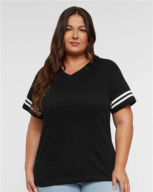 LAT Women's Football V-Neck Fine Jersey Tee 3537
