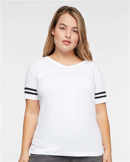 LAT Women's Football V-Neck Fine Jersey Tee 3537