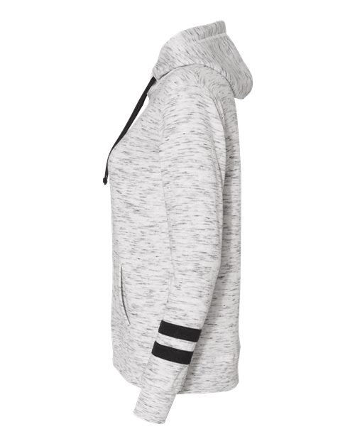 J. America Women’s Mélange Fleece Striped-Sleeve Hooded Sweatshirt 8674