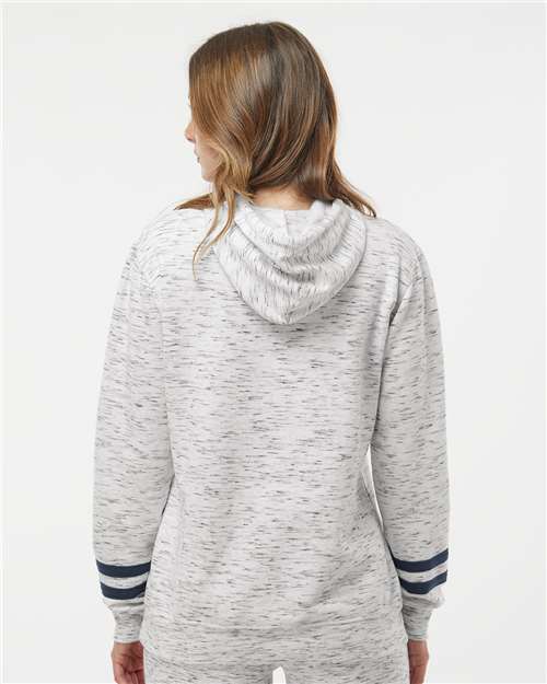 J. America Women’s Mélange Fleece Striped-Sleeve Hooded Sweatshirt 8674