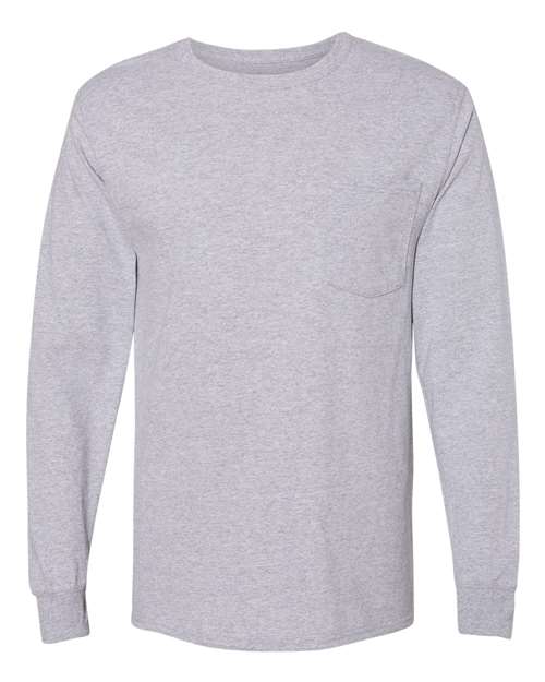 Hanes Unisex Workwear Long Sleeve Pocket T-Shirt W120