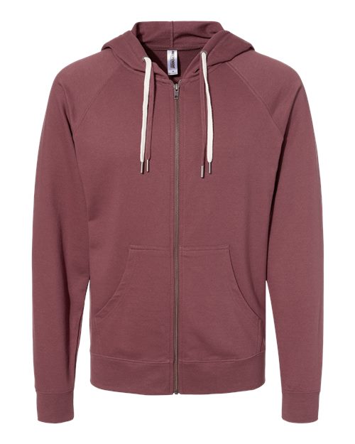 Independent Trading Co. Unisex Icon Lightweight Loopback Terry Full-Zip Hooded Sweatshirt SS1000Z