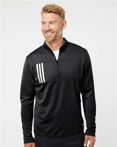 Adidas Men's 3-Stripes Double-Knit Quarter-Zip Pullover A482