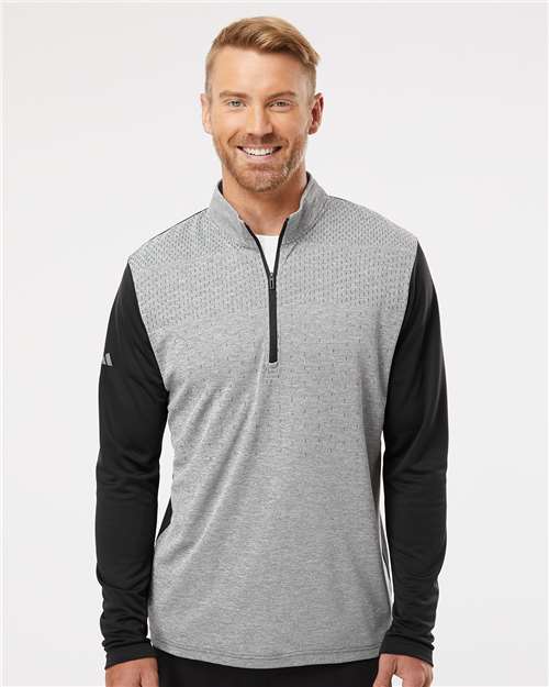 Adidas Men's Ultimate365 Heather Block Print Quarter-Zip Pullover A522