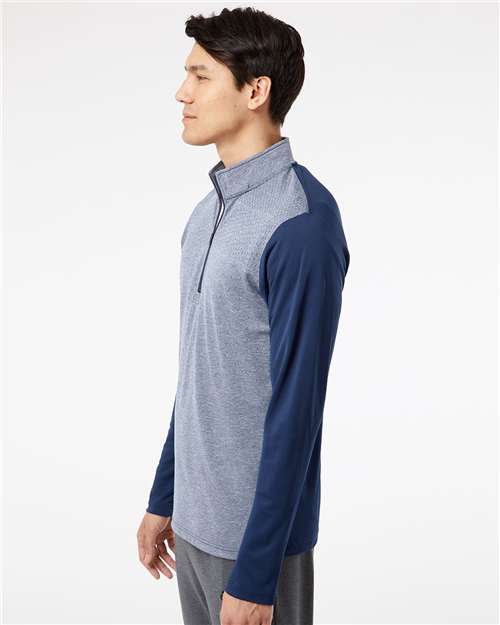 Adidas Men's Ultimate365 Heather Block Print Quarter-Zip Pullover A522