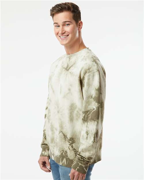 Independent Trading Co. Unisex Midweight Tie-Dyed Crewneck Sweatshirt PRM3500TD